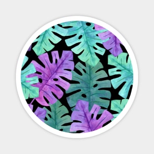 Monstera Plant Purple Green Magnet